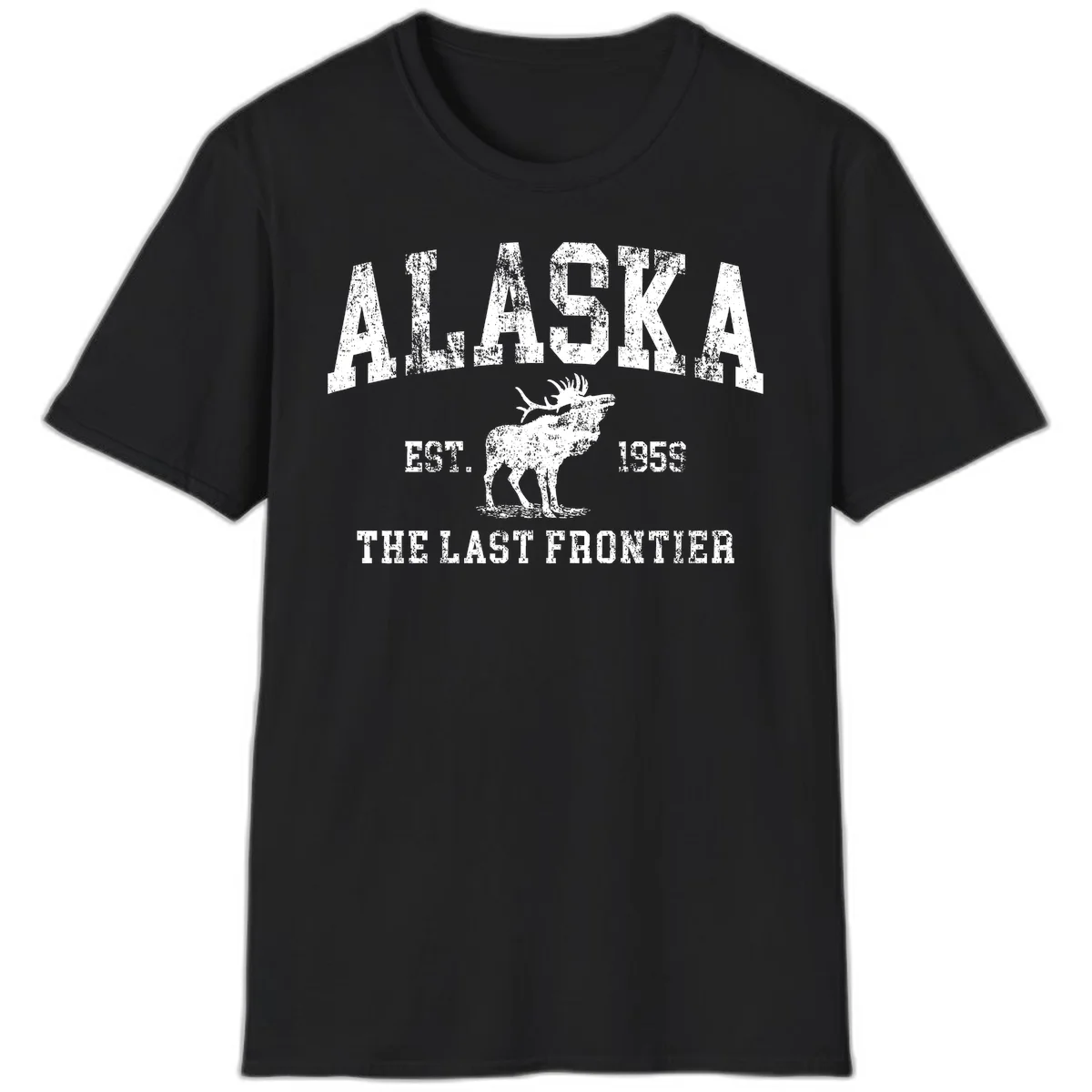 Alaska Last Frontier Vintage Moose Established 1959 T-Shirt in Black