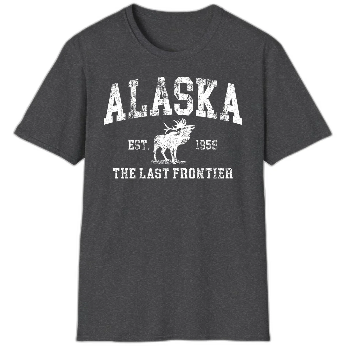 Alaska Last Frontier Vintage Moose Established 1959 T-Shirt in Dark Heather