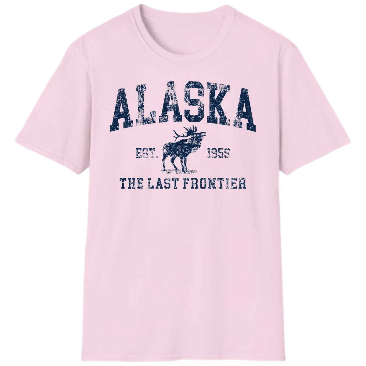 Alaska Last Frontier Vintage Moose Established 1959 T-Shirt in Light Pink