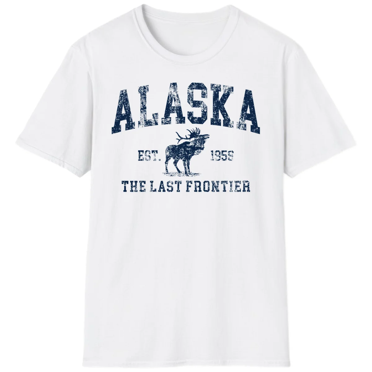 Alaska Last Frontier Vintage Moose Established 1959 T-Shirt in White