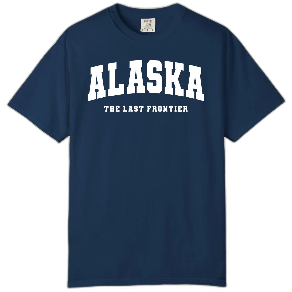Alaska The Last Frontier Bold Text Comfort Color T-Shirt in Navy