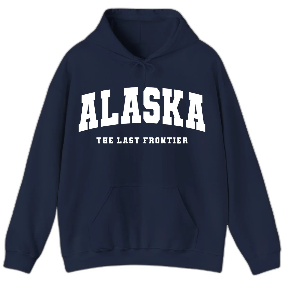Alaska The Last Frontier Bold Text Hoodie in Navy