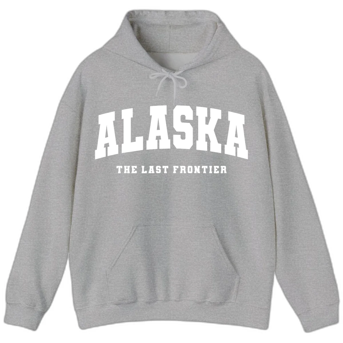 Alaska The Last Frontier Bold Text Hoodie in Sport Grey