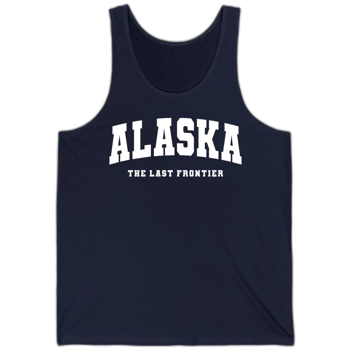 Alaska The Last Frontier Bold Text Tank Top in Navy