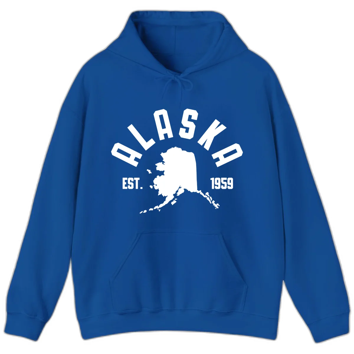 Alaska Established Nineteen Fifty-Nine Map Design Hoodie in Royal