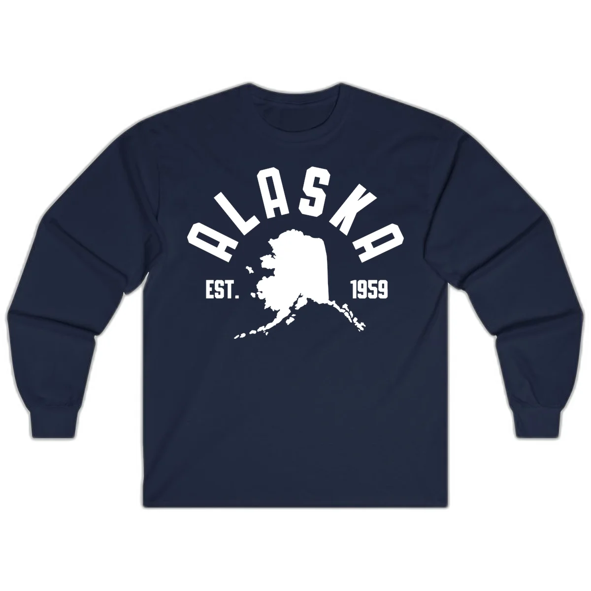 Alaska Established Nineteen Fifty-Nine Map Design Long Sleeve in Navy
