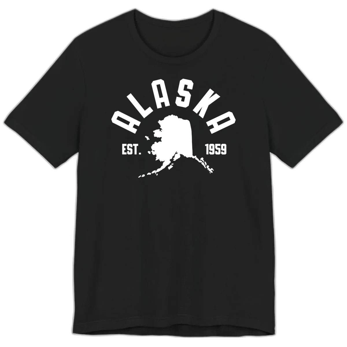 Alaska Established Nineteen Fifty-Nine Map Design Premium T-Shirt in Black