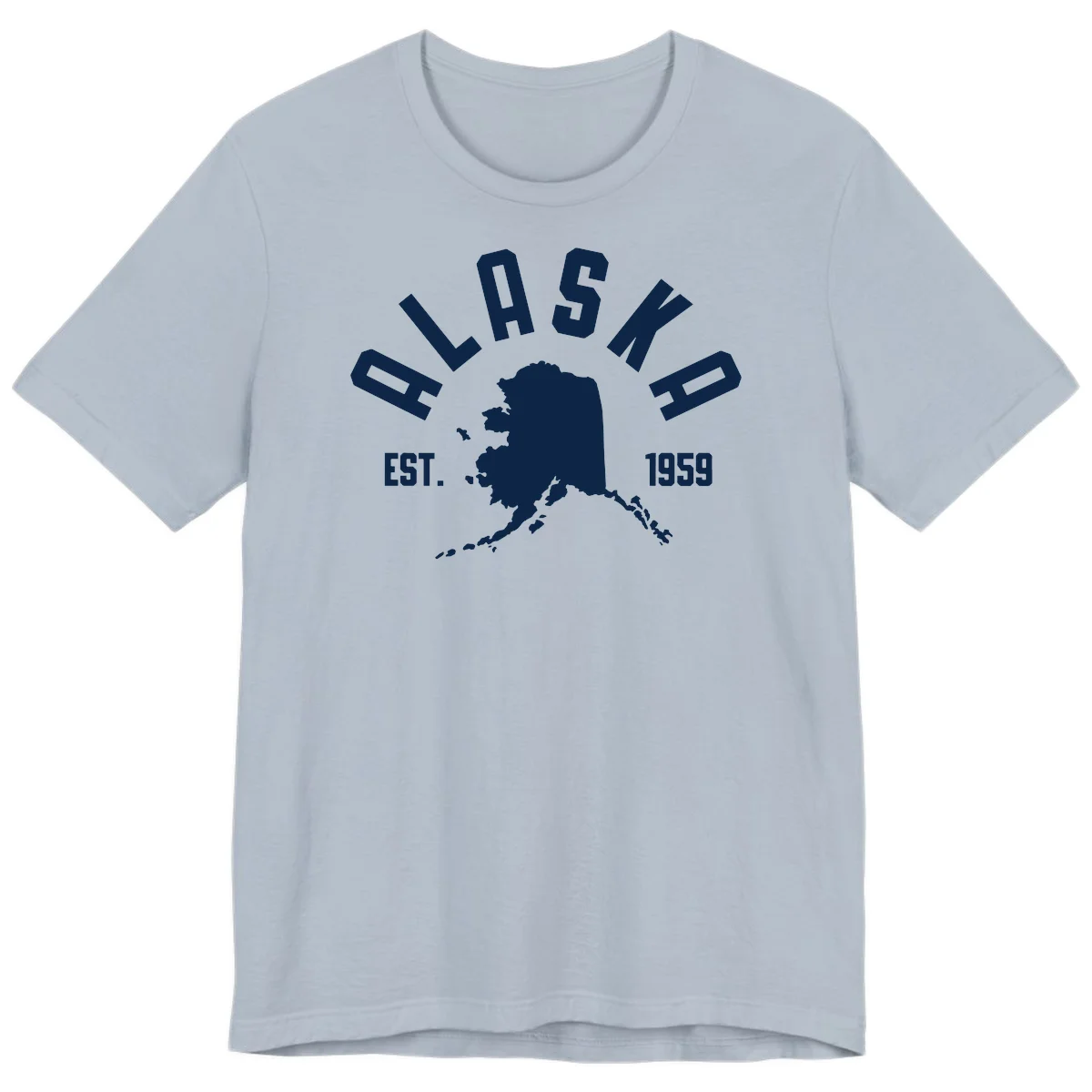 Alaska Established Nineteen Fifty-Nine Map Design Premium T-Shirt in Light Blue