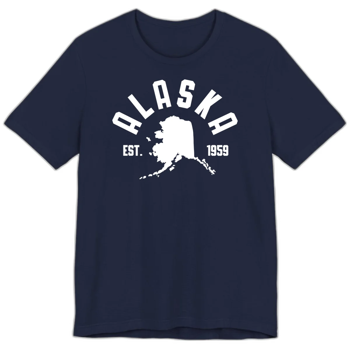 Alaska Established Nineteen Fifty-Nine Map Design Premium T-Shirt in Navy