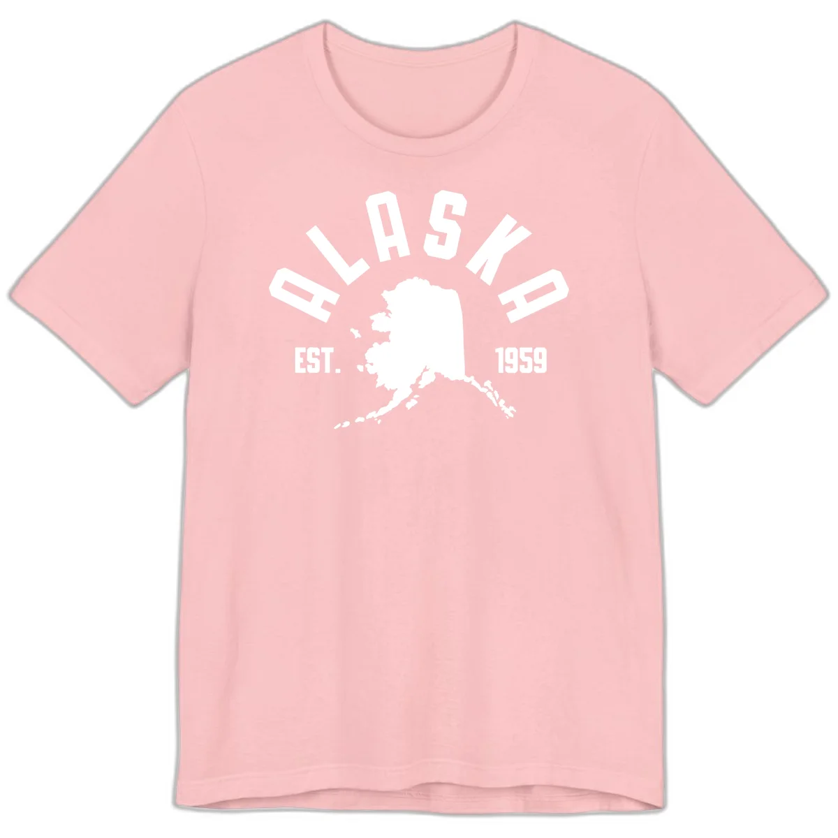 Alaska Established Nineteen Fifty-Nine Map Design Premium T-Shirt in Pink