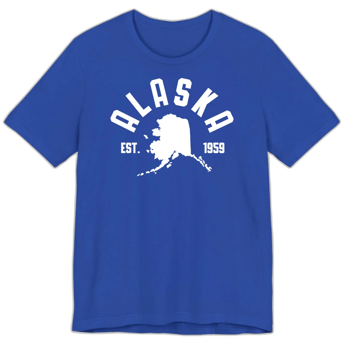 Alaska Established Nineteen Fifty-Nine Map Design Premium T-Shirt in True Royal