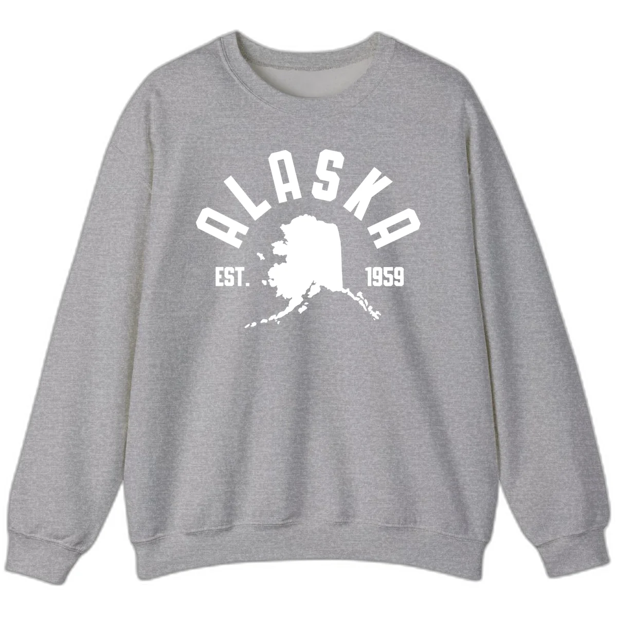 Alaska Established Nineteen Fifty-Nine Map Design Sweatshirt in Sport Grey