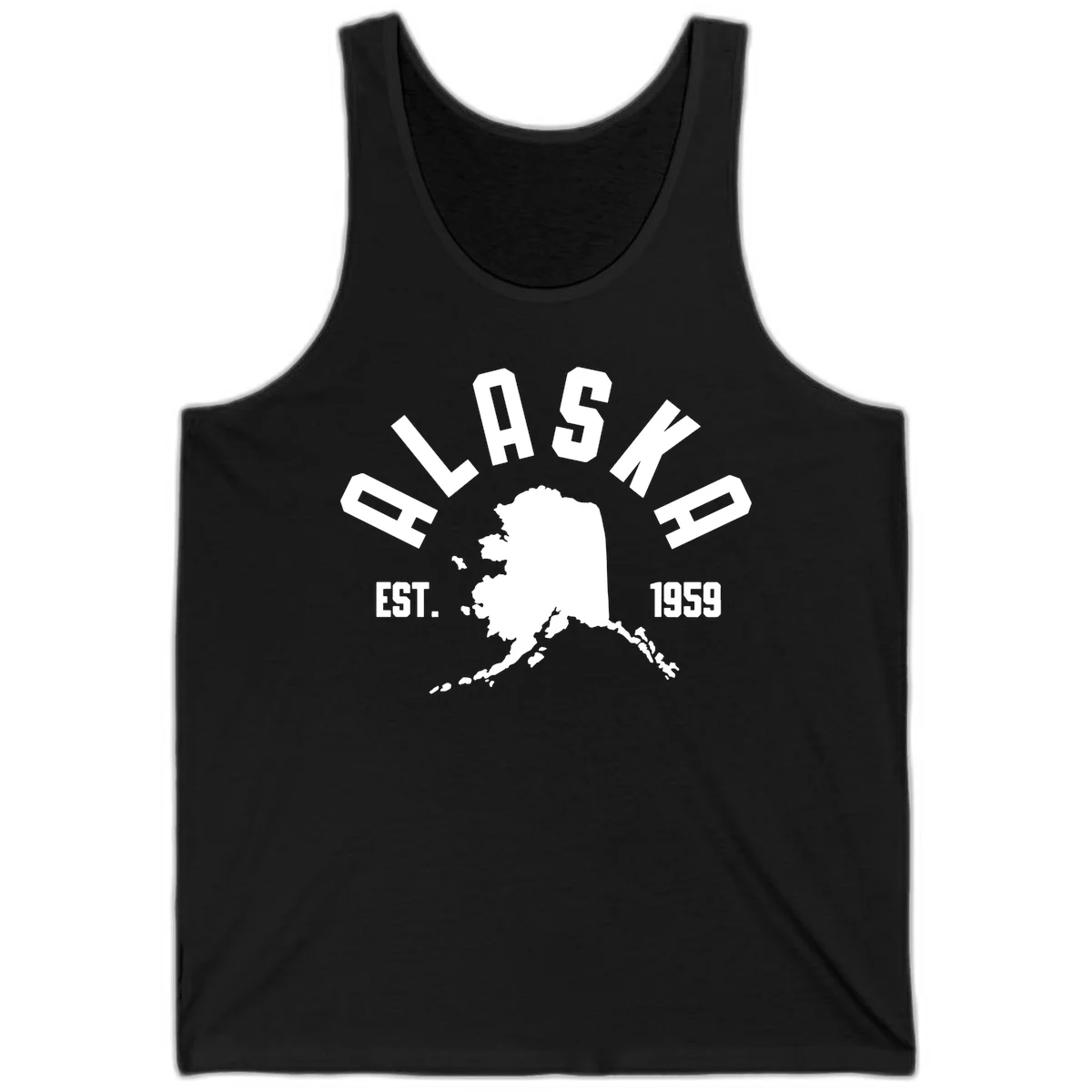 Alaska Established Nineteen Fifty-Nine Map Design Tank Top in Black