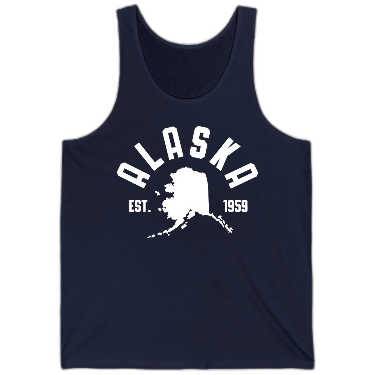 Alaska Established Nineteen Fifty-Nine Map Design Tank Top in Navy