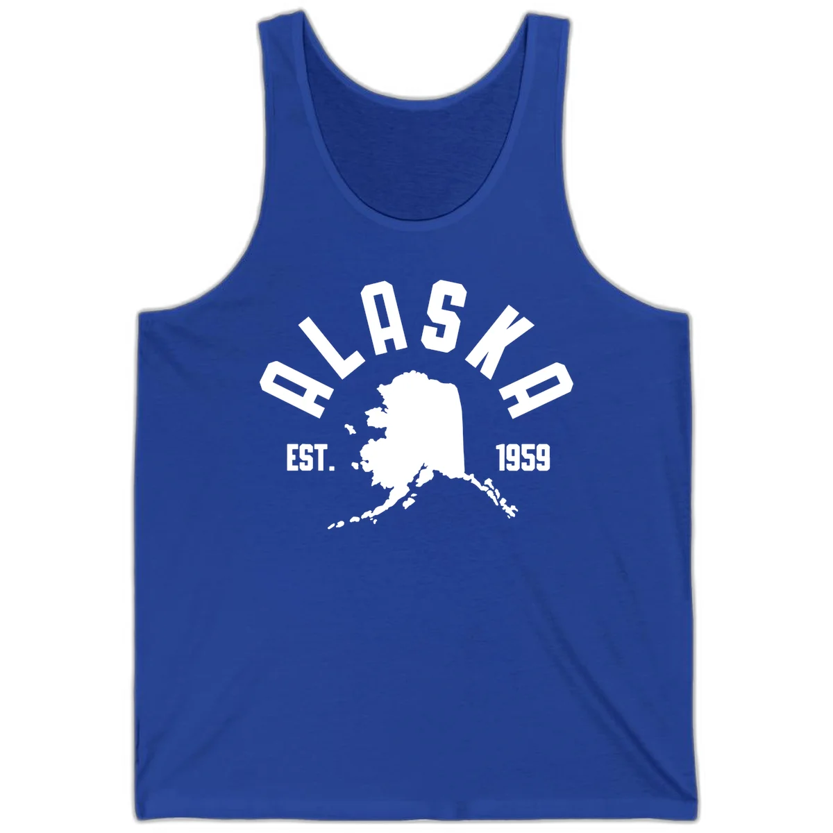 Alaska Established Nineteen Fifty-Nine Map Design Tank Top in True Royal