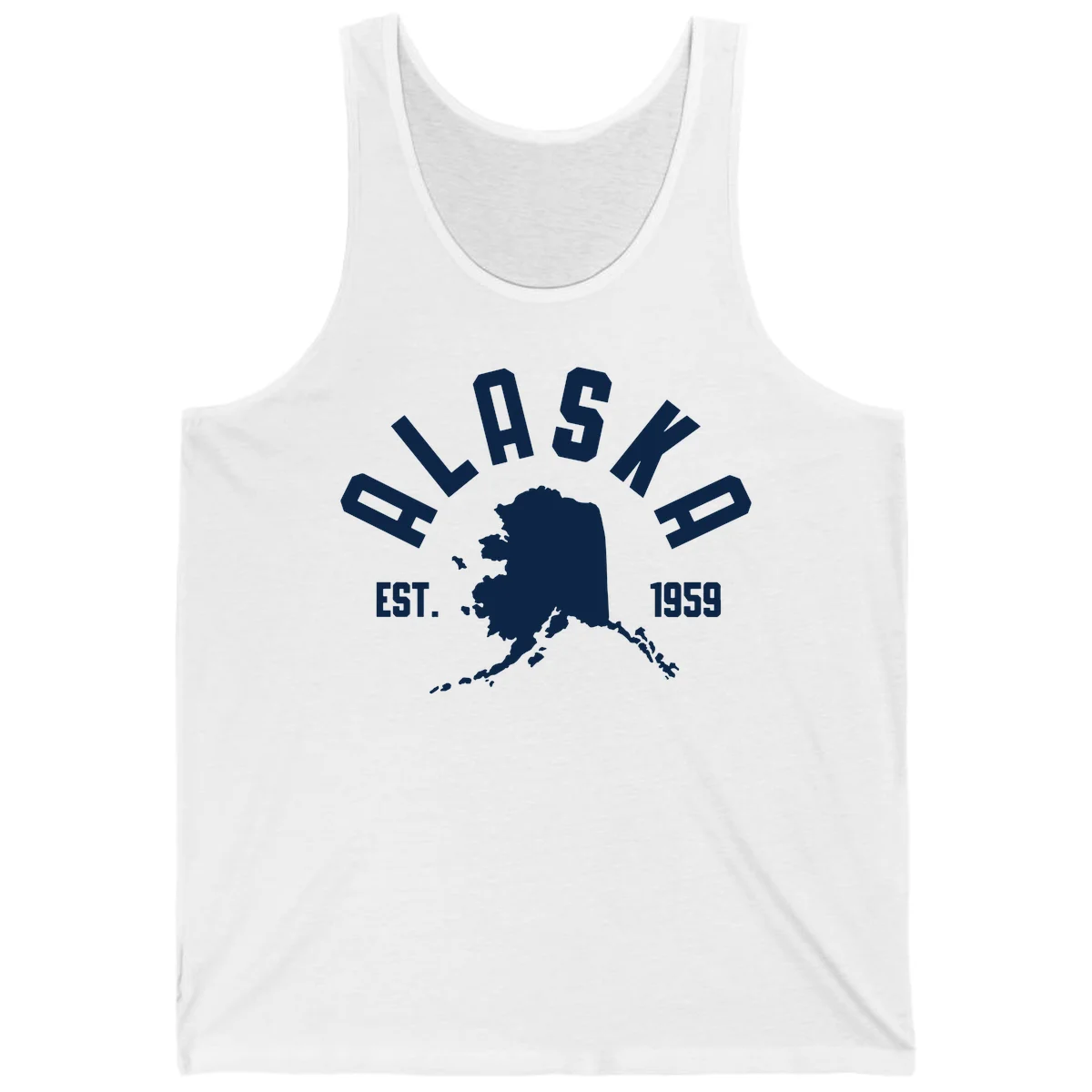 Alaska Established Nineteen Fifty-Nine Map Design Tank Top in White