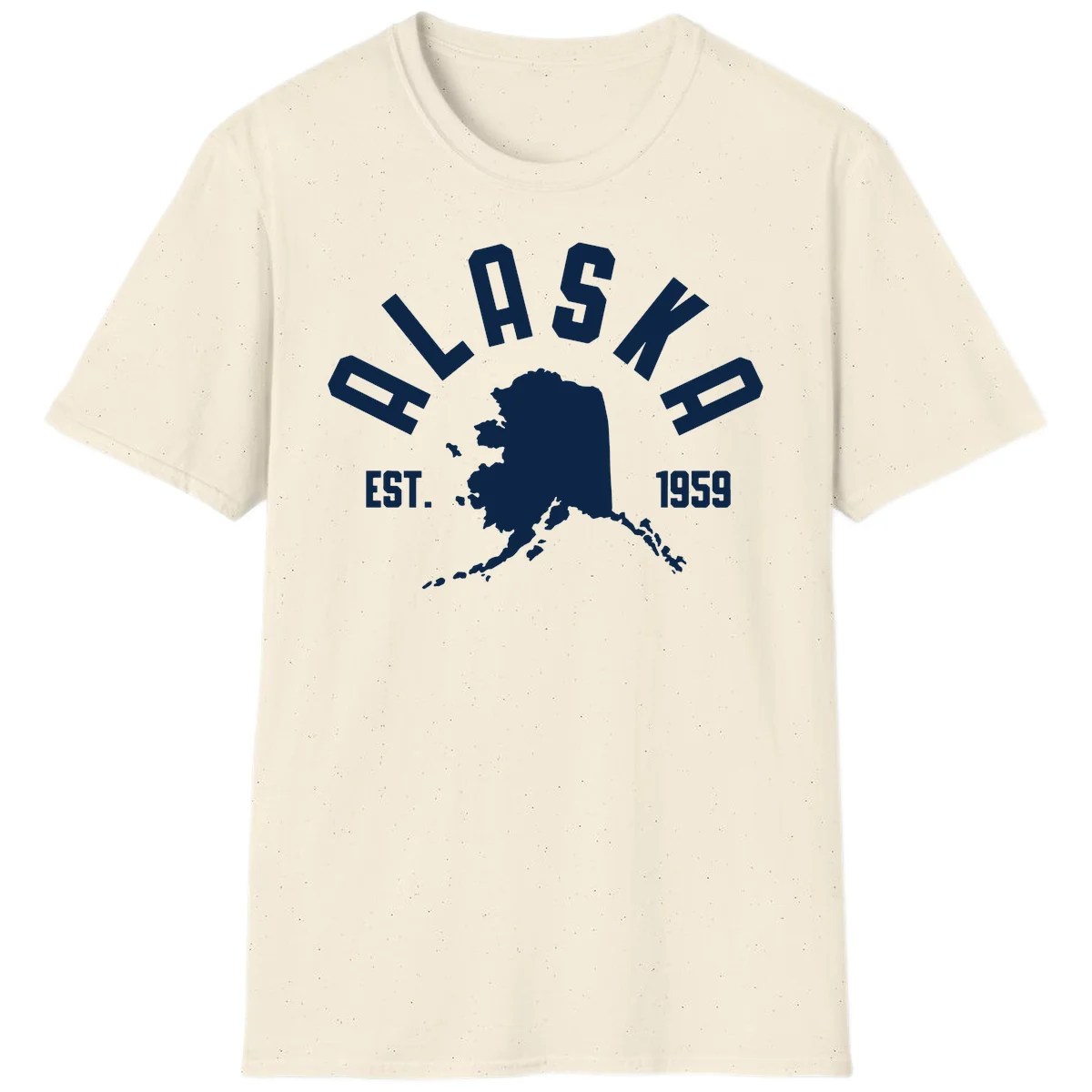 Alaska Established Nineteen Fifty-Nine Map Design T-Shirt in Natural
