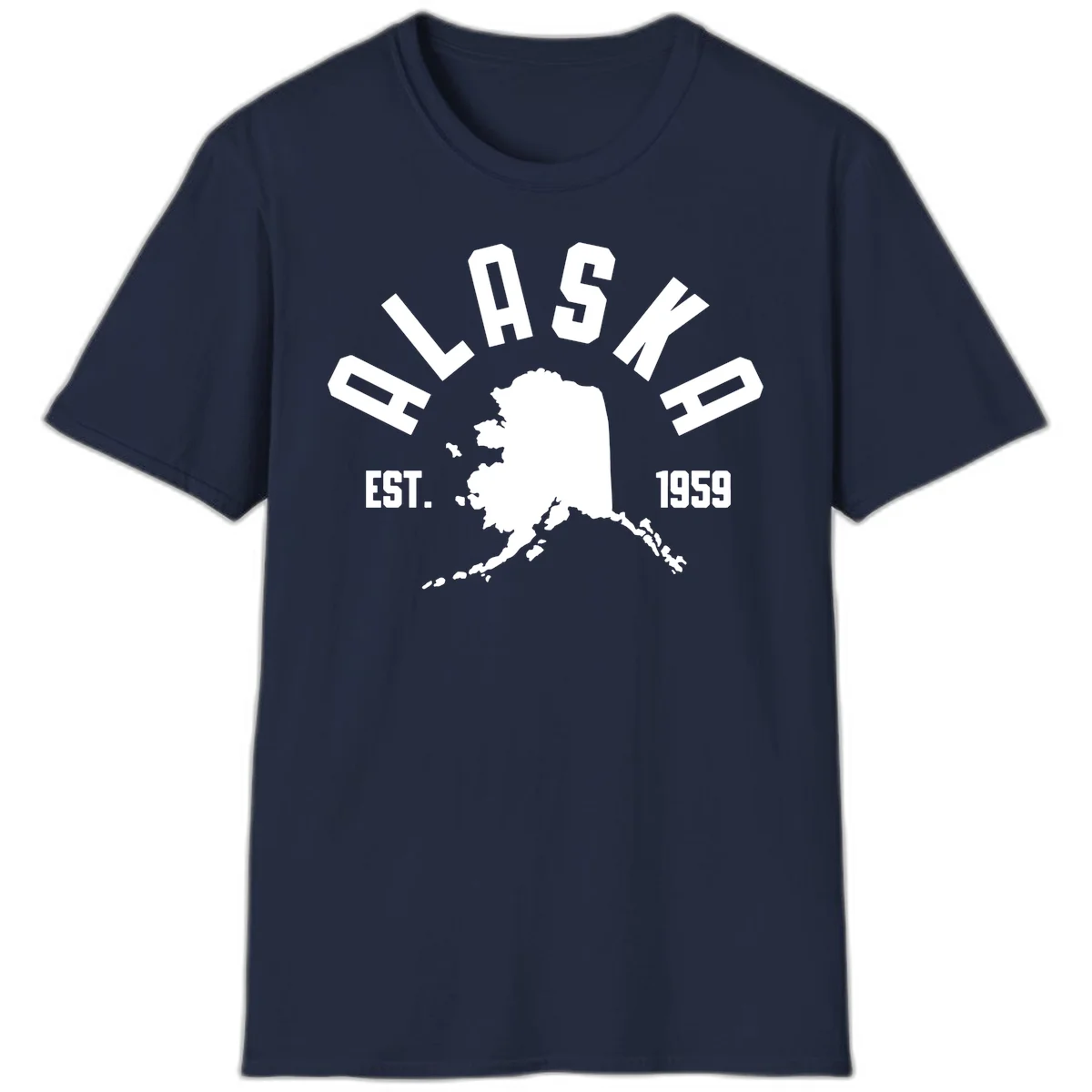 Alaska Established Nineteen Fifty-Nine Map Design T-Shirt in Navy