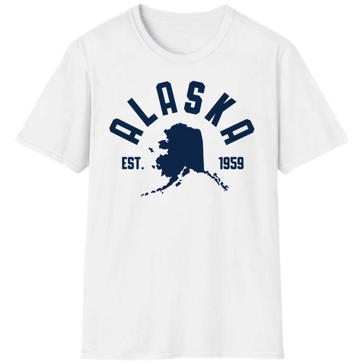Alaska Established Nineteen Fifty-Nine Map Design T-Shirt in White