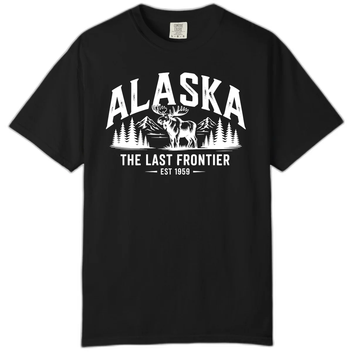 Alaska Last Frontier Moose Scenic Wildlife Comfort Color in Black