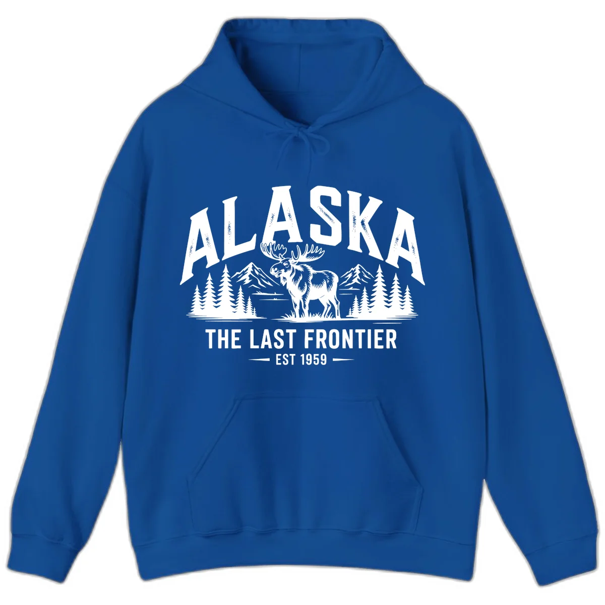 Alaska Last Frontier Moose Scenic Wildlife Hoodie in Royal