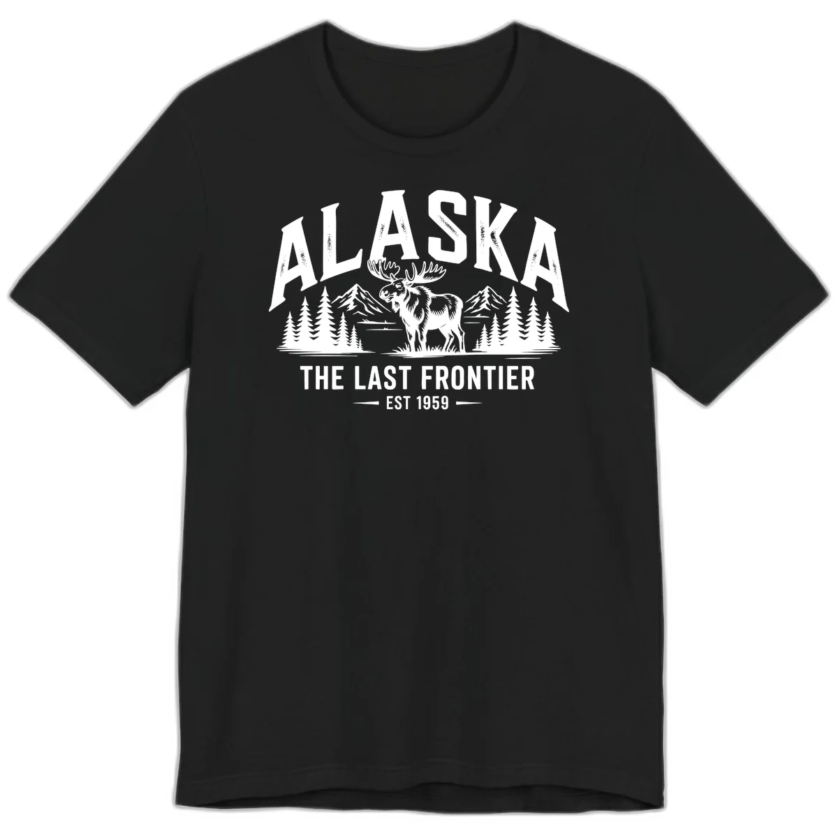 Alaska Last Frontier Moose Scenic Wildlife Premium T-Shirt in Black