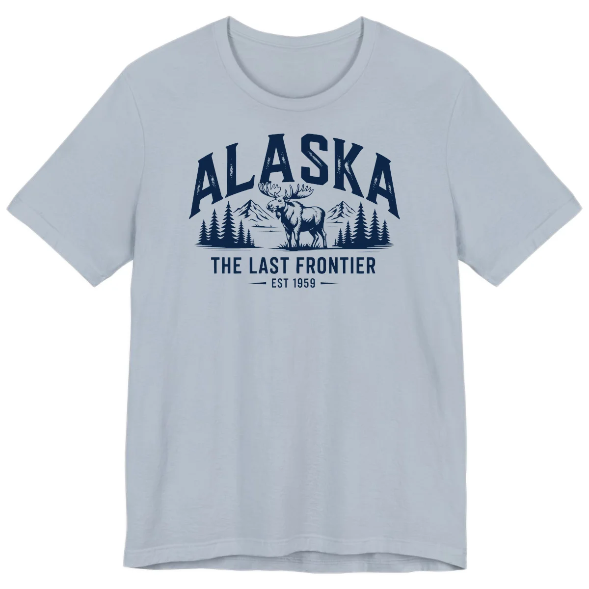 Alaska Last Frontier Moose Scenic Wildlife Premium T-Shirt in Light Blue