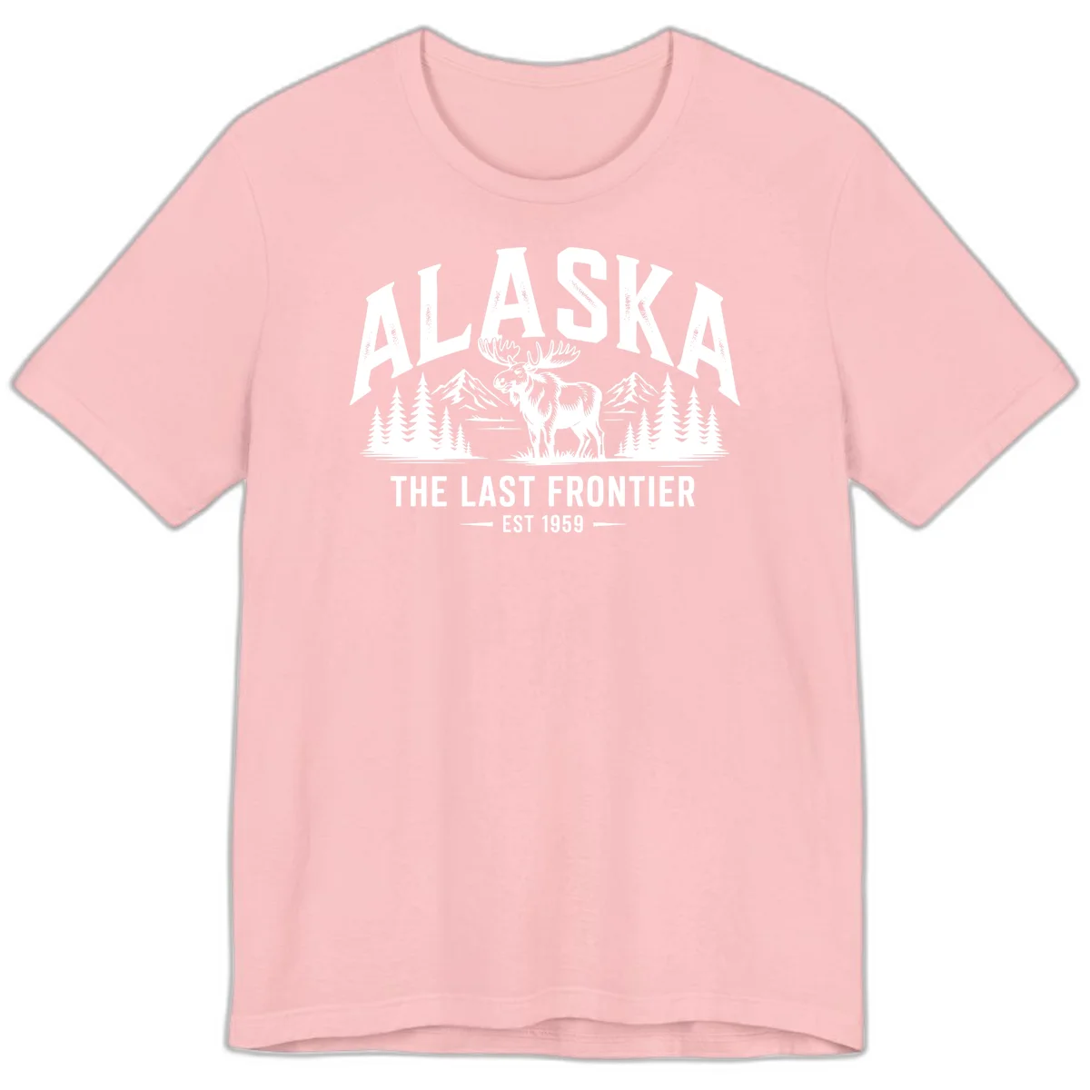 Alaska Last Frontier Moose Scenic Wildlife Premium T-Shirt in Pink