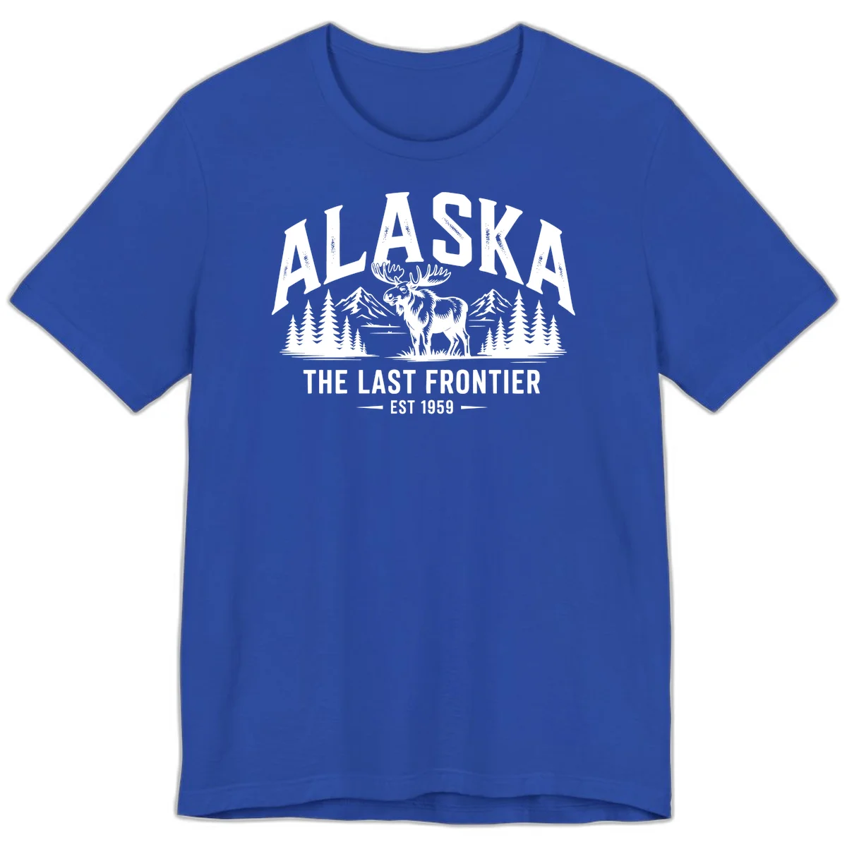Alaska Last Frontier Moose Scenic Wildlife Premium T-Shirt in True Royal