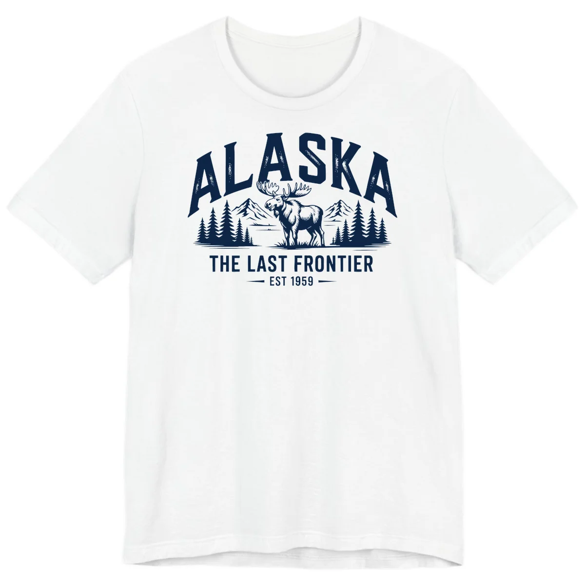 Alaska Last Frontier Moose Scenic Wildlife Premium T-Shirt in White