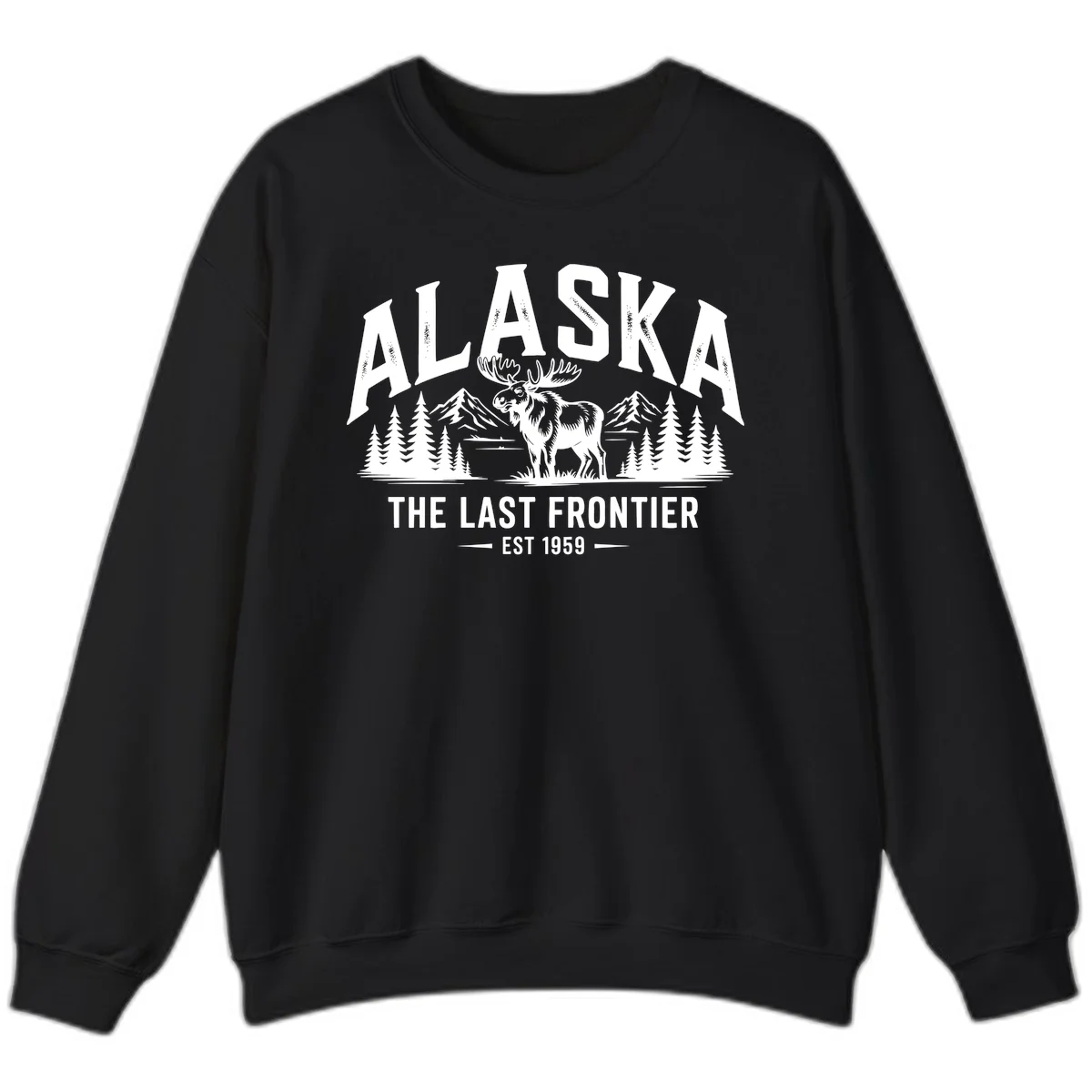 Alaska Last Frontier Moose Scenic Wildlife Sweatshirt in Black
