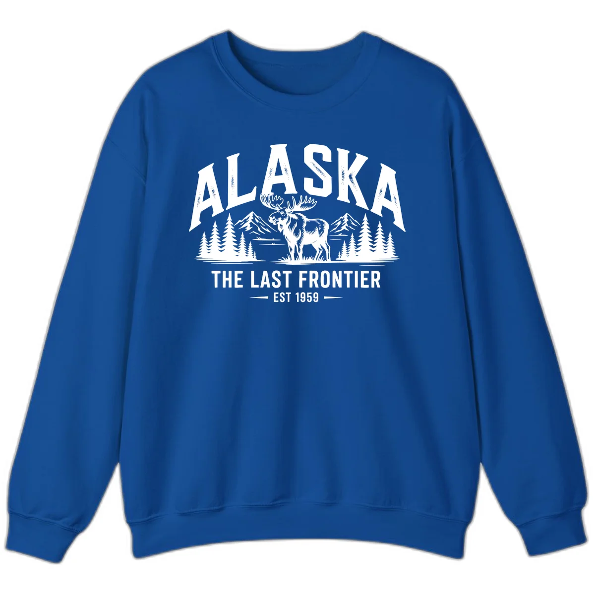 Alaska Last Frontier Moose Scenic Wildlife Sweatshirt in Royal