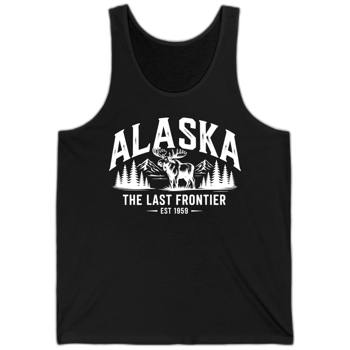 Alaska Last Frontier Moose Scenic Wildlife Tank in Black