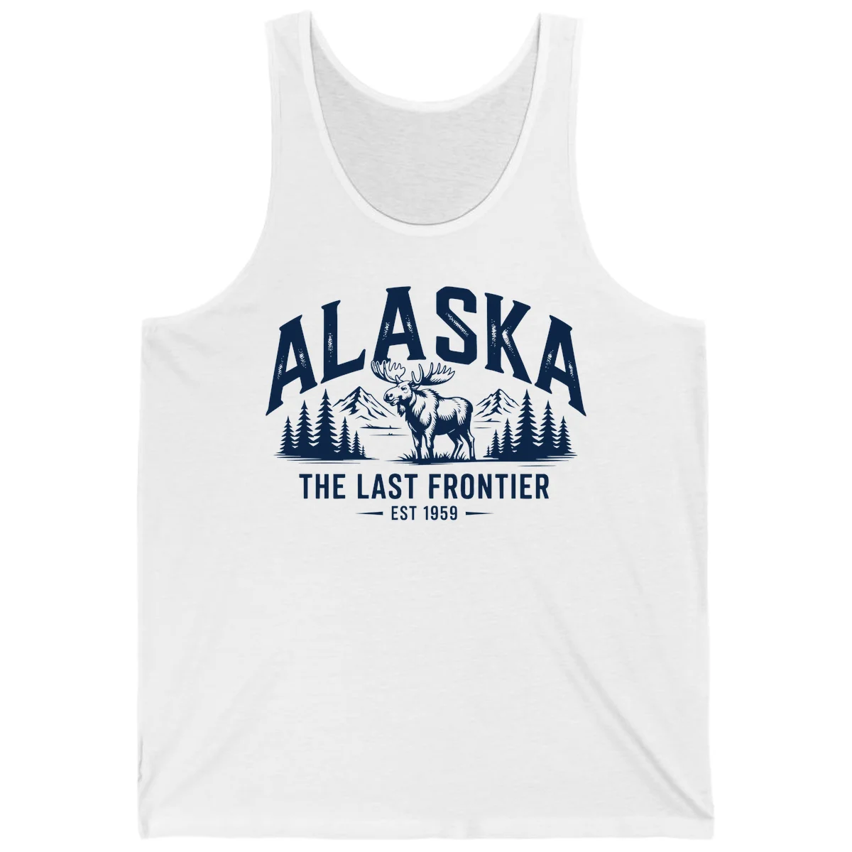 Alaska Last Frontier Moose Scenic Wildlife Tank in White