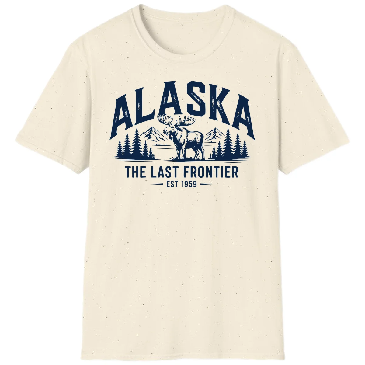Alaska Last Frontier Moose Scenic Wildlife T-Shirt in Natural