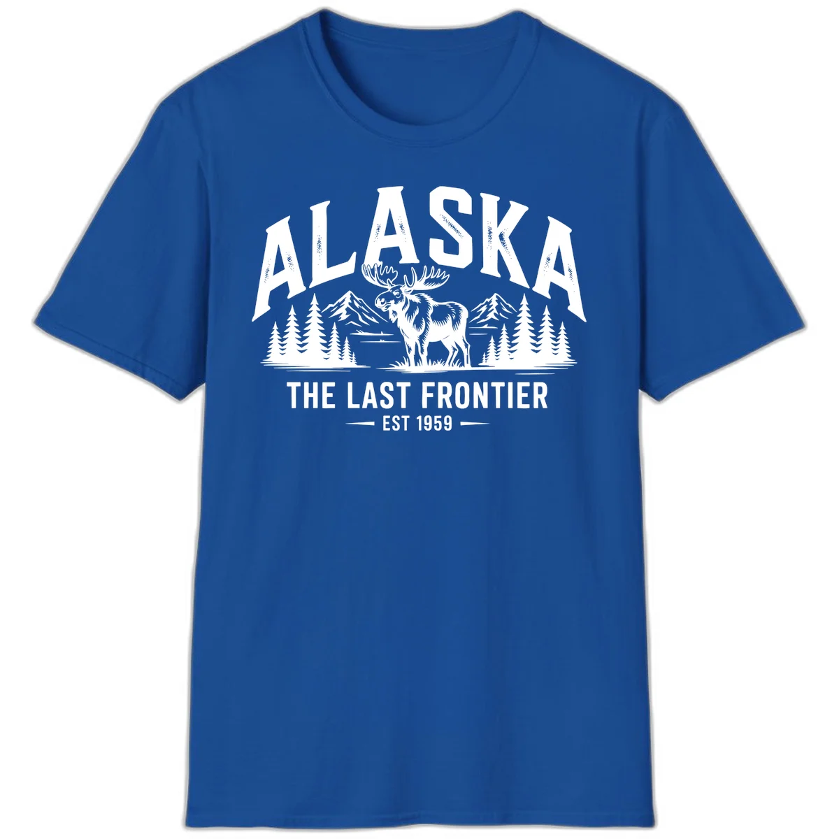Alaska Last Frontier Moose Scenic Wildlife T-Shirt in Royal