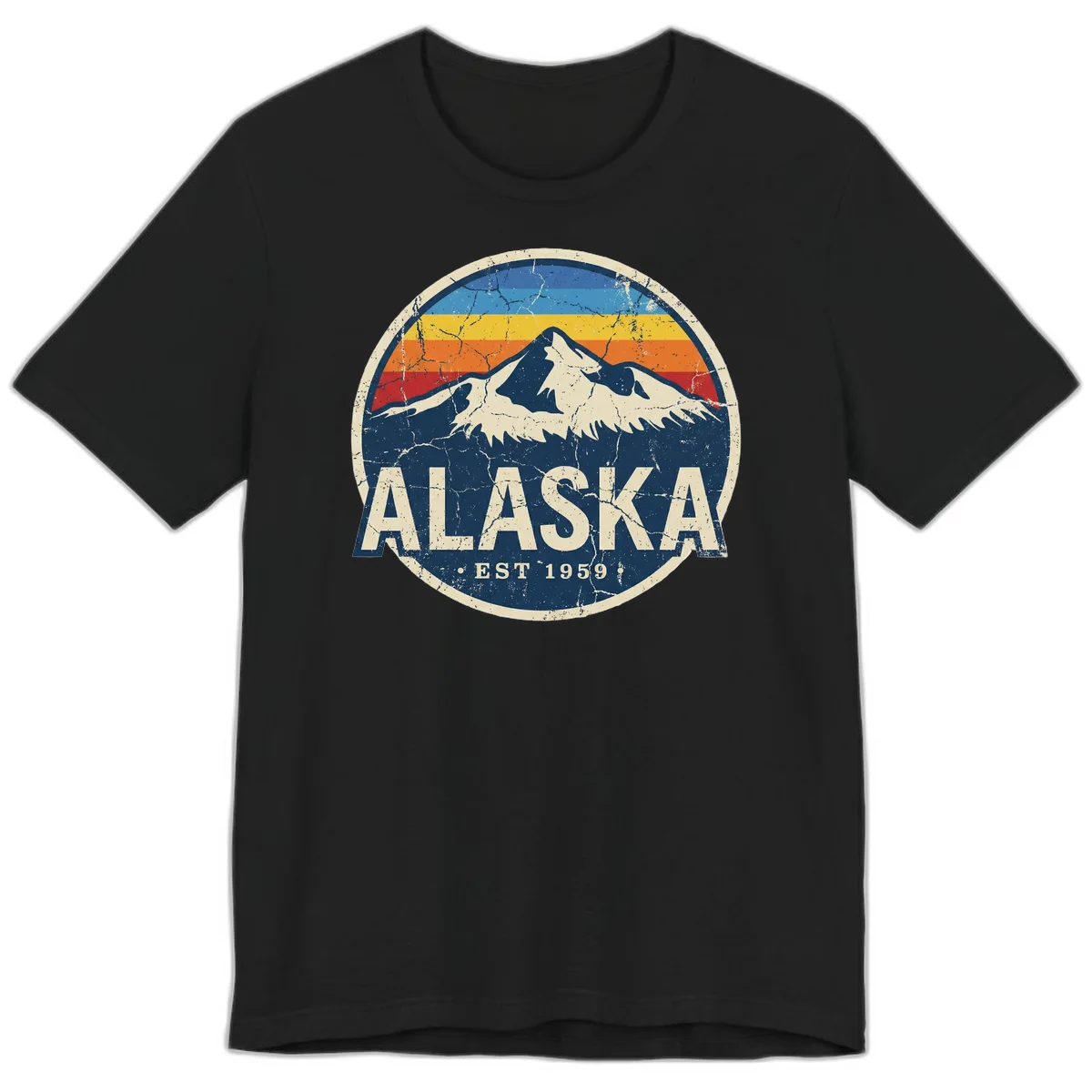 Alaska Mountain Sunset Est. 1959 Vintage Cruise Premium T-Shirt in Black