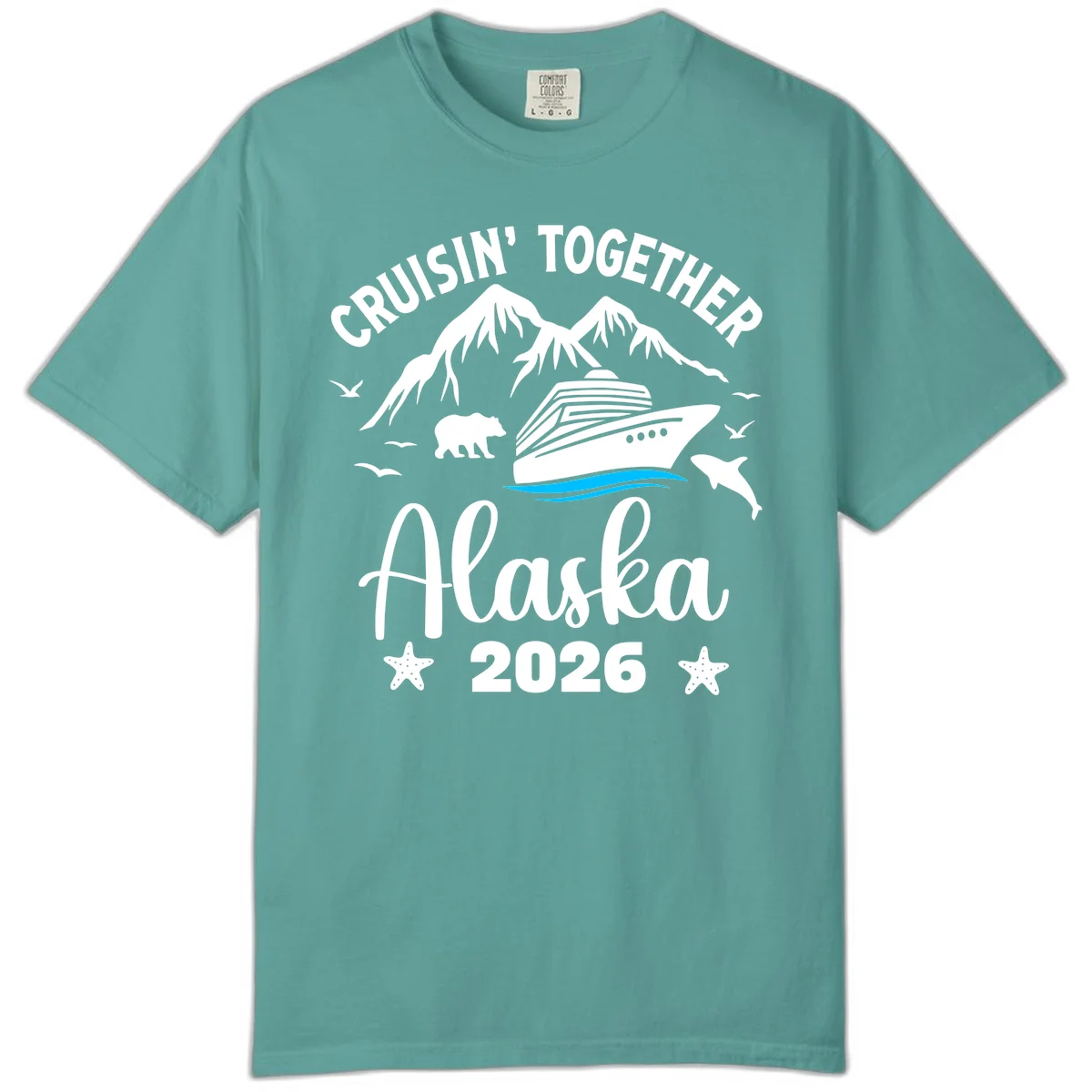 Minimalist Blue Wave Comfort Color in Seafoam