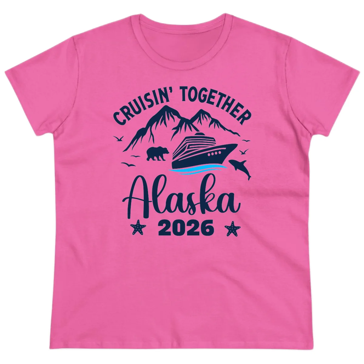 Minimalist Blue Wave Ladies Tee in Azalea