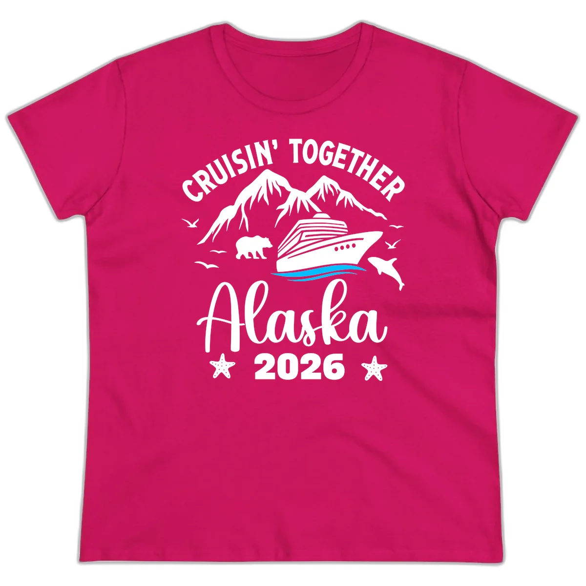 Minimalist Blue Wave Ladies Tee in Heliconia