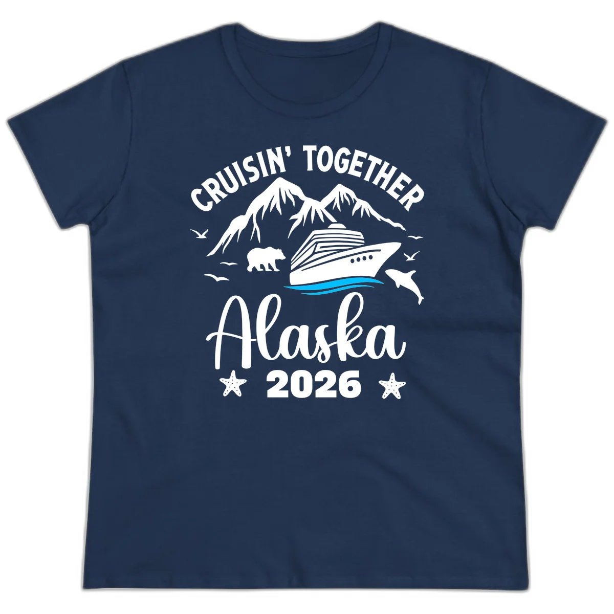 Minimalist Blue Wave Ladies Tee in Navy