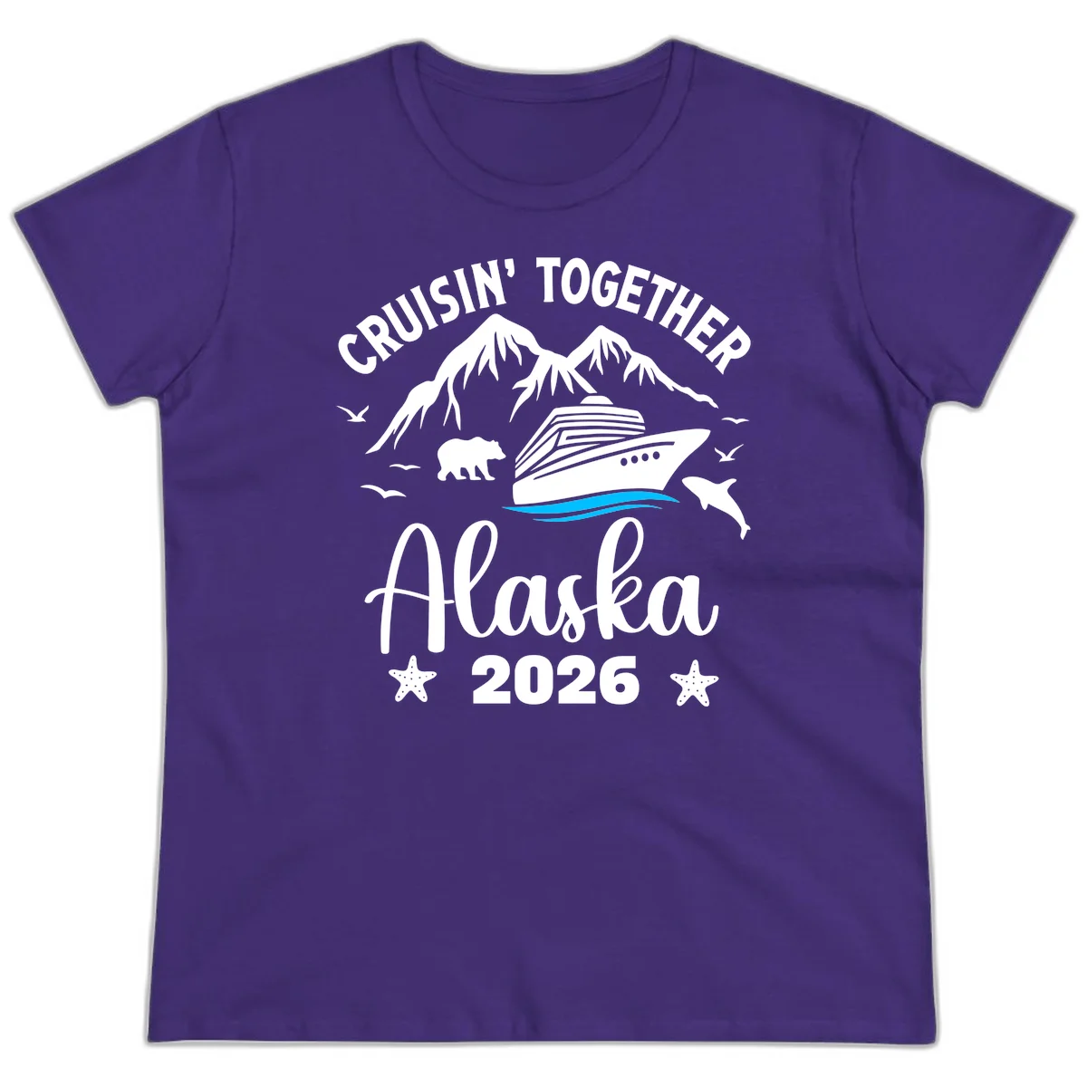 Minimalist Blue Wave Ladies Tee in Purple