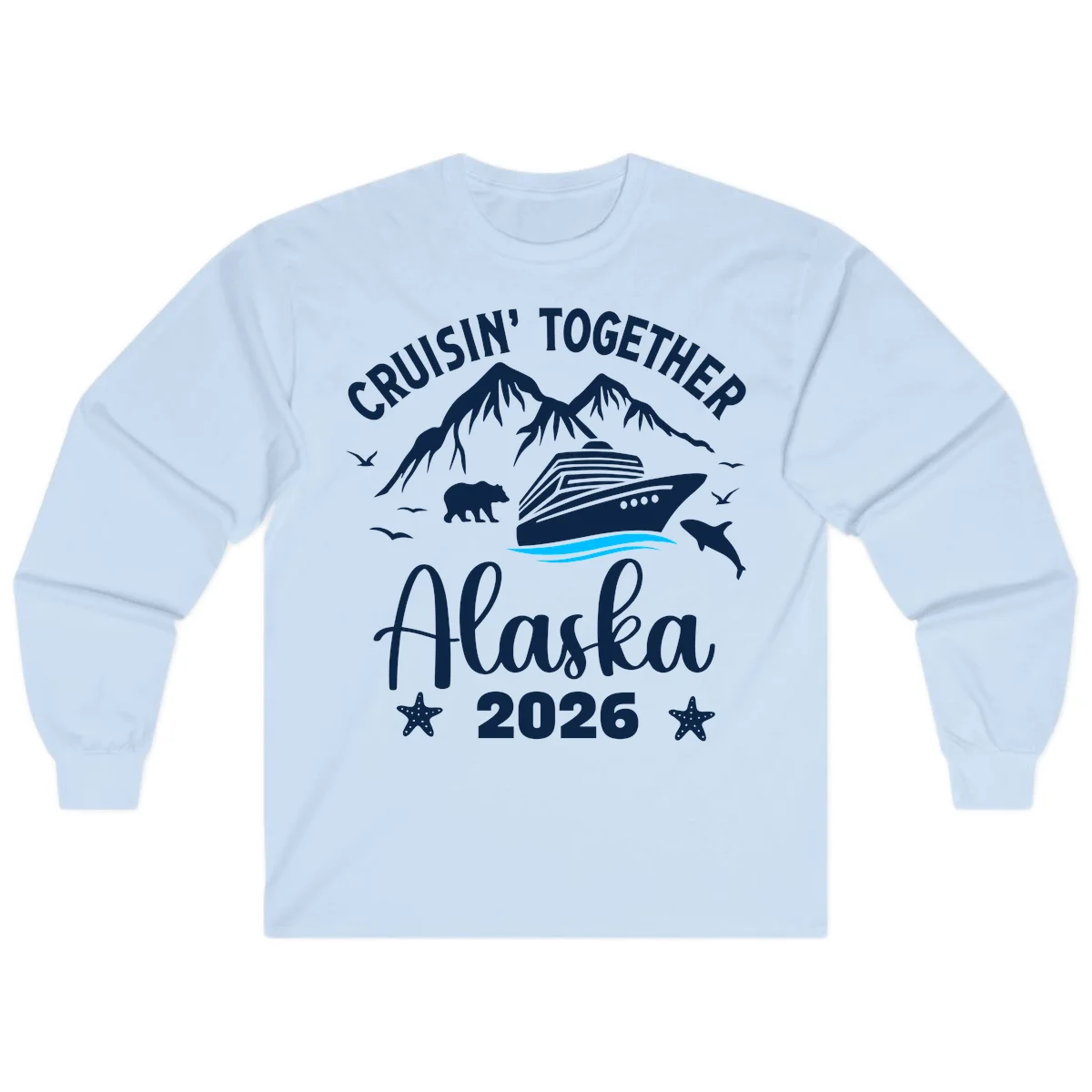 Minimalist Blue Wave Long Sleeve in Light Blue