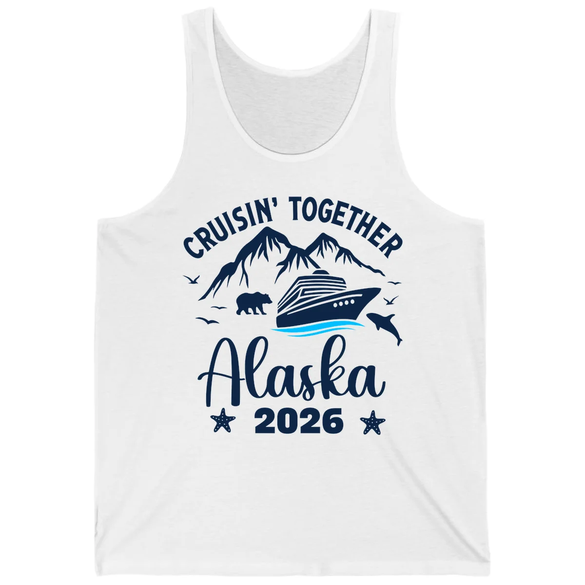 Minimalist Blue Wave Tank in White