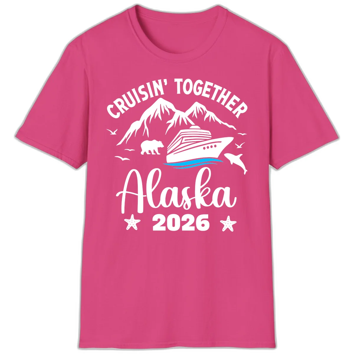 Minimalist Blue Wave T-Shirt in Heliconia