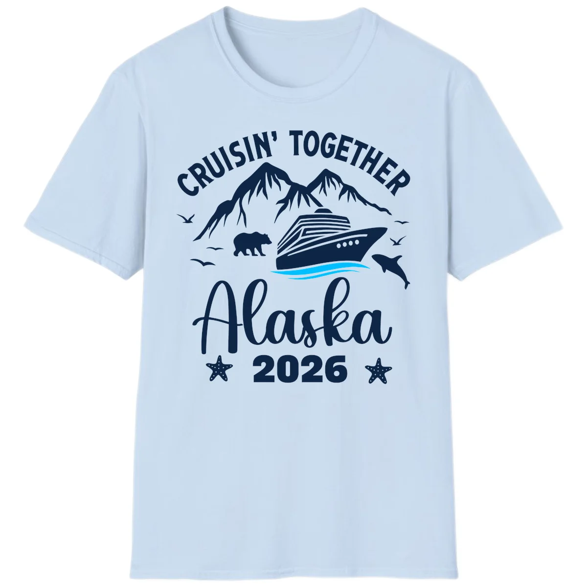 Minimalist Blue Wave T-Shirt in Light Blue