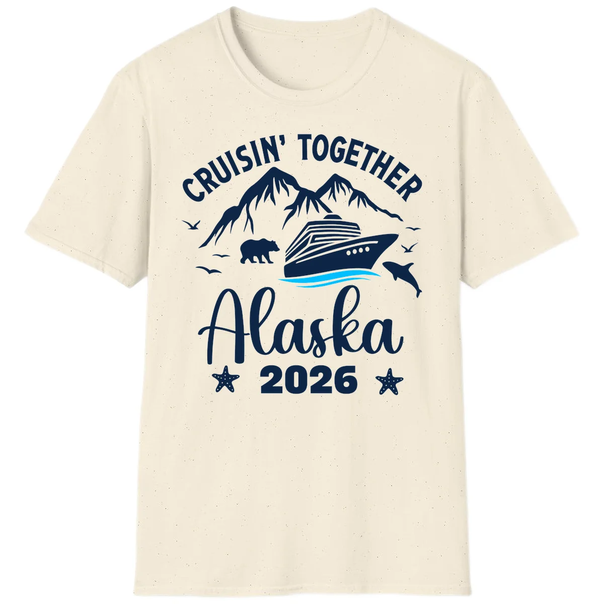 Minimalist Blue Wave T-Shirt in Natural