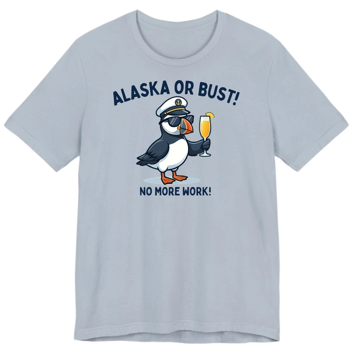 Alaska or Bust Captain Puffin Cruise Fun Premium T-Shirt in Light Blue