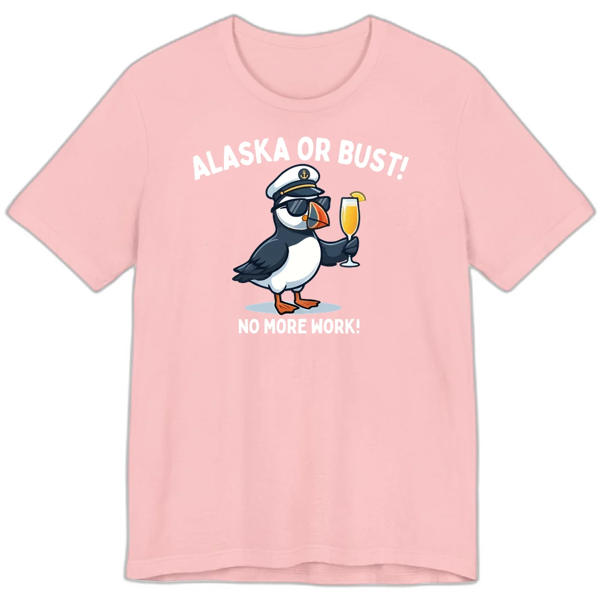Alaska or Bust Captain Puffin Cruise Fun Premium T-Shirt in Pink