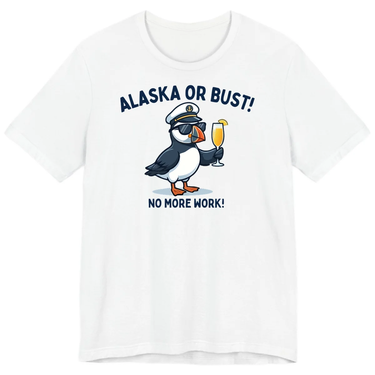 Alaska or Bust Captain Puffin Cruise Fun Premium T-Shirt in White